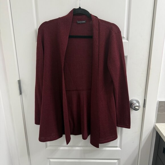 Eileen Fisher 100% Wool Cardigan Sweater in Burgundy - Picture 1 of 4